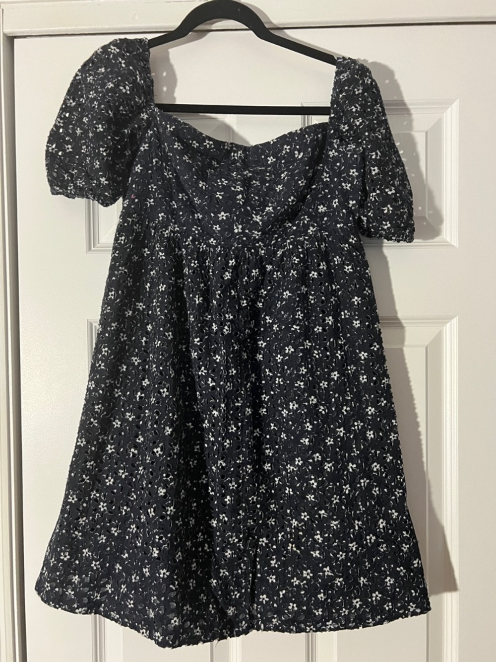 Maeve Black Floral Mini Dress with White Print